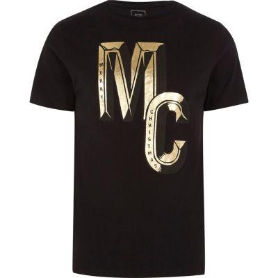River Island Mens 'mc' Foil Print Christmas Slim T-shirt