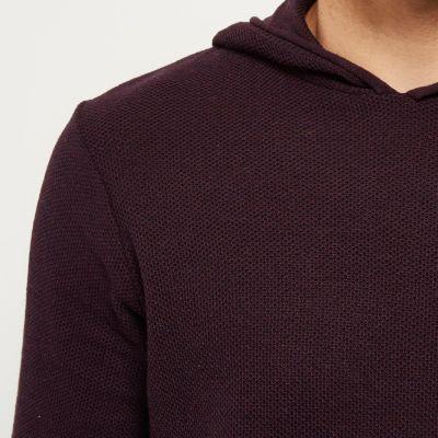 River Island Menspurple Textured Layered Longline Hoodie