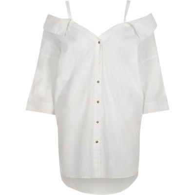 River Island Womens White Bardot Off Shoulder Top