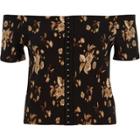 River Island Womens Floral Print Bardot Hook And Eye Top