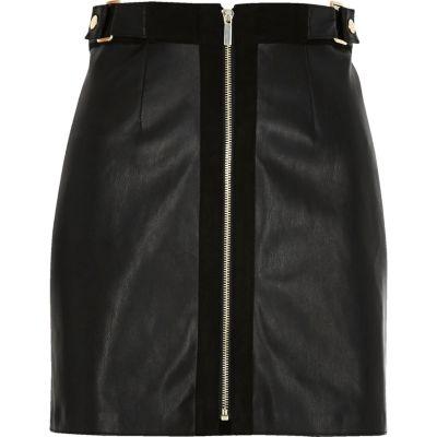 River Island Womens Zip Front A-line Mini Skirt