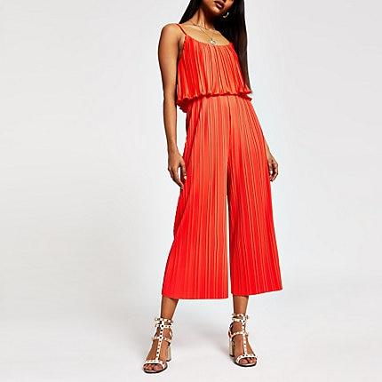 River Island Womens Petite Plisse Sleeveless Jumpsuit