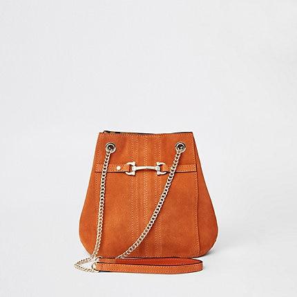 River Island Womens Rust Leather Snaffle Cross Body Bag