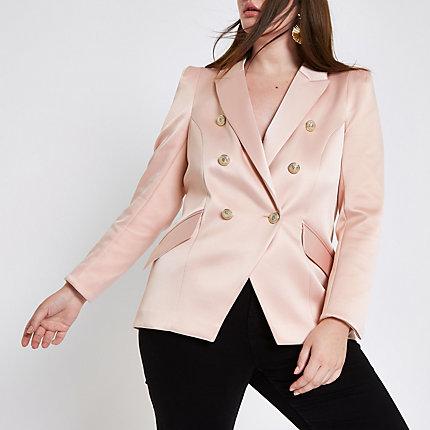 River Island Womens Plus Satin Double Breasted Tux Jacket