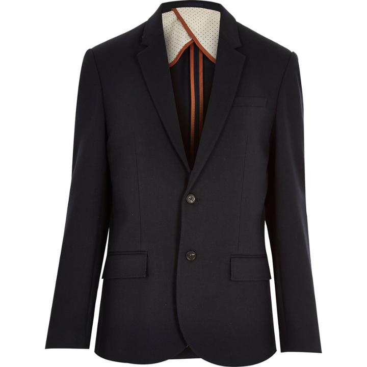 River Island Mensnavy Jersey Slim Blazer