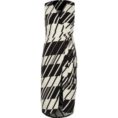 River Island Womens Check Tie Waist Wrap Midi Dress