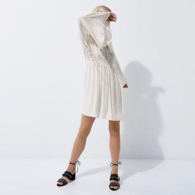 River Island Womens Petite Embroidered Smock Dress