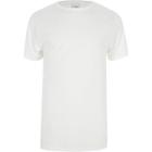River Island Mens White Longline Crew Neck T-shirt
