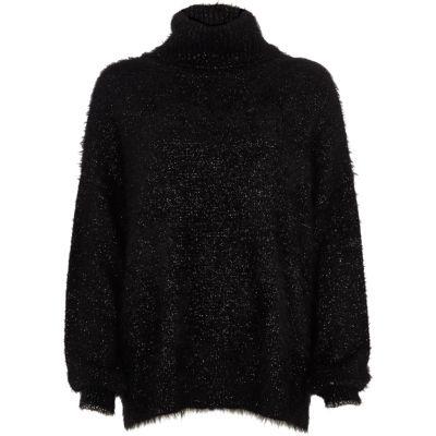 River Island Womens Lurex Stitch Roll Neck Jumper