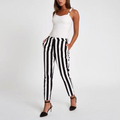 River Island Womens White Stripe Print Cigarette Pants