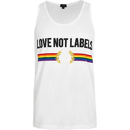 River Island Mens White 'love Not Labels' Pride Slim Fitk