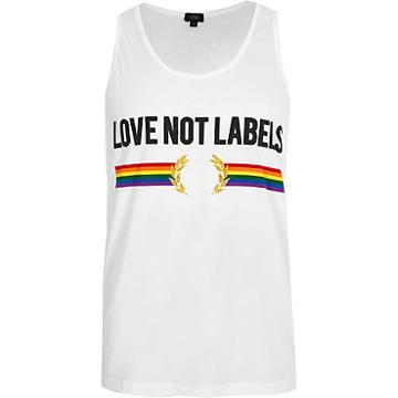 River Island Mens White 'love Not Labels' Pride Slim Fitk