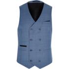 River Island Mensblue Double Breasted Wool-blend Vest
