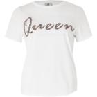River Island Womens Petite White 'queen' Glitter Print T-shirt