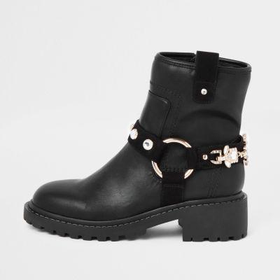 River Island Womens Jewel Embellished Biker Boots