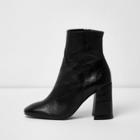 River Island Womens Leather Block Heel Boots
