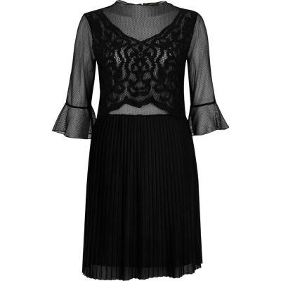 River Island Womens Mesh Lace Pleated Dress