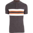 River Island Mens Blocked Rib Knit Polo Shirt