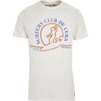 River Island Mens White Jack & Jones Vintage Surf Print T-shirt