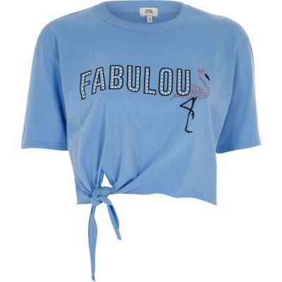 River Island Womens 'fabulous' Knot Front Cropped T-shirt