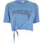 River Island Womens 'fabulous' Knot Front Cropped T-shirt