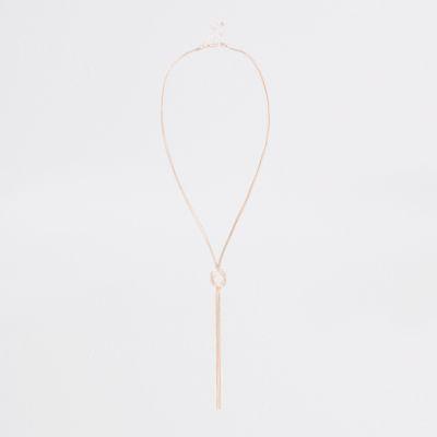 River Island Womens Rose Gold Tone Snake Knot Necklace