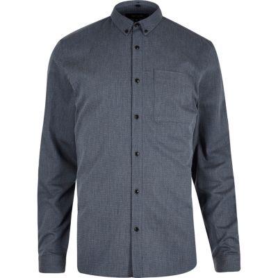 River Island Mens Zig Zag Textured Slim Fit Shirt