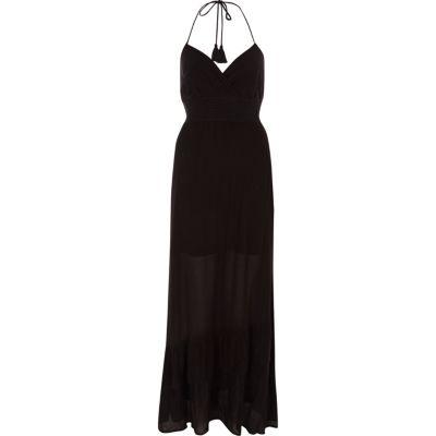 River Island Womens Shirred Halter Maxi Dress