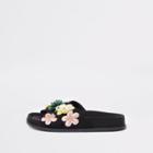 River Island Womens 3d Flower Cross Strap Sliders