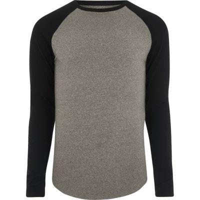 River Island Mens Marl Muscle Fit Raglan Sleeve T-shirt