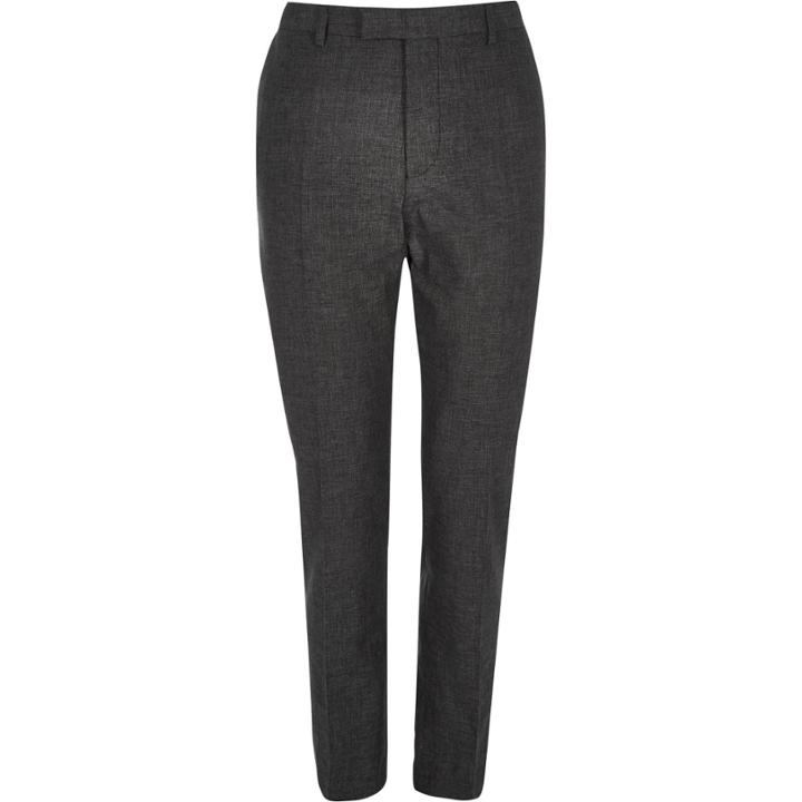 River Island Mensblack Linen Slim Fit Suit Trousers