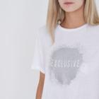 River Island Womens Petite White 'exclusive' Glitter T-shirt