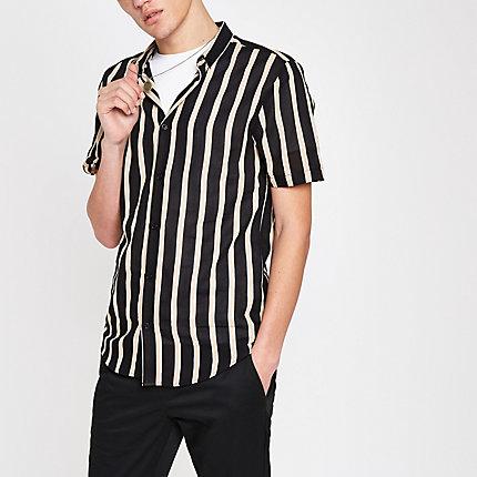 River Island Mens Stripe Print Revere Shirt