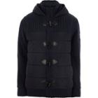 River Island Mens Padded Rib Knit Hooded Duffle Hoodie