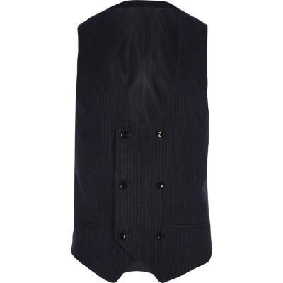 River Island Mens Stripe Double Breasted Suit Waistcoat