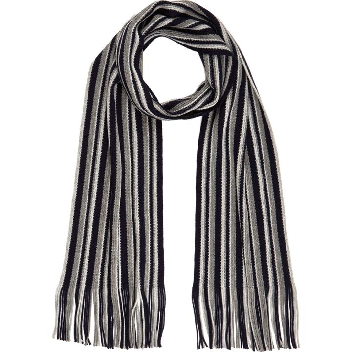 River Island Mensblue Striped Tasselled Scarf