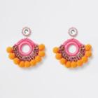 River Island Womens Pom Pom Gold Tone Stud Earrings