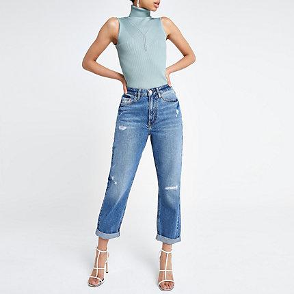 River Island Womens Ribbed Roll Neck Sleeveless Top