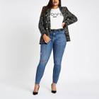 River Island Womens Plus Molly Pearl Button Mid Rise Jegging