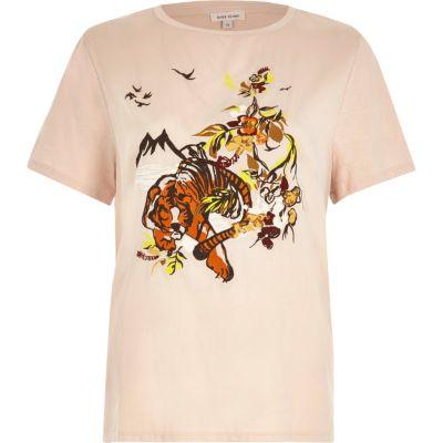 River Island Womens Embroidered Tiger T-shirt
