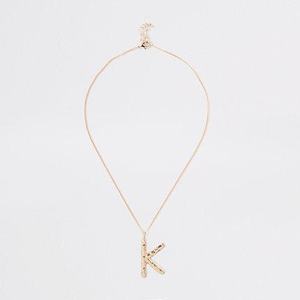 River Island Womens Gold Tone Large Initial 'k' Necklace
