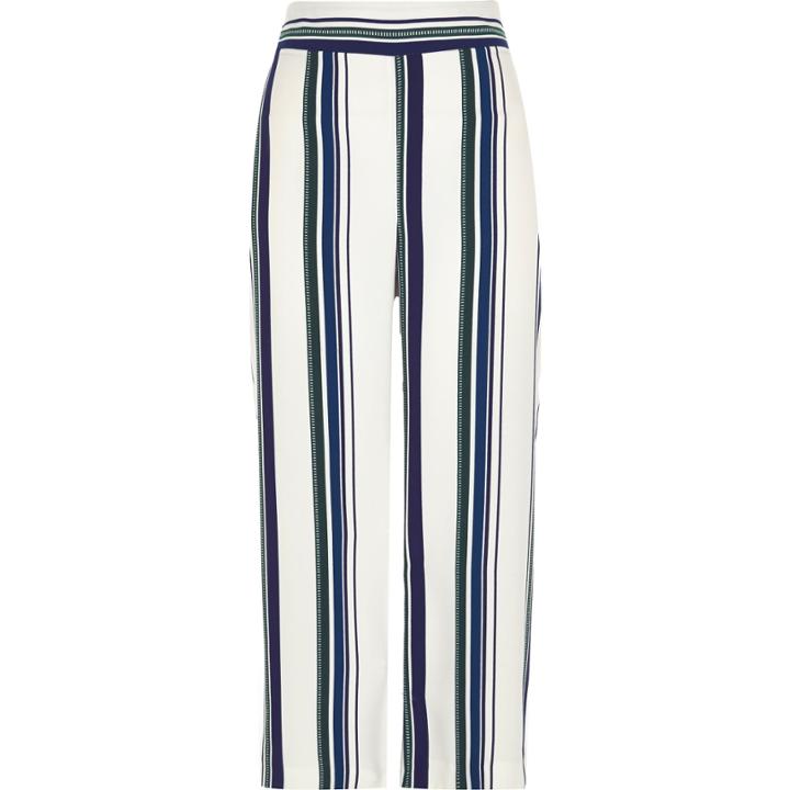 River Island Womens Stripe Soft Wide Leg Cropped Trousers
