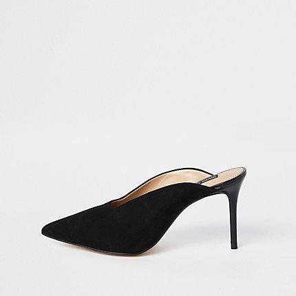 River Island Womens Leather Pointed Toe Slim Heel Mules