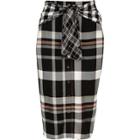 River Island Womens Check Print Tie Waist Button Skirt