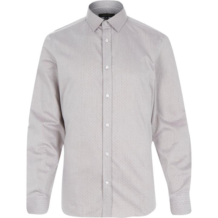 River Island Mensdark Spot Print Formal Shirt