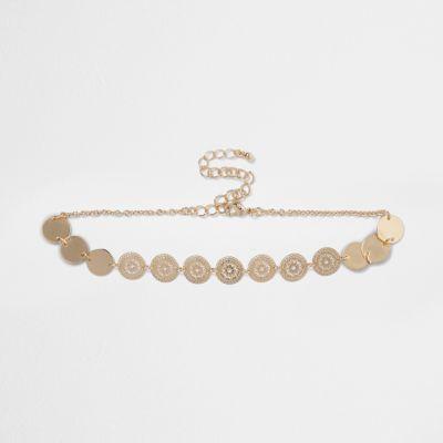 River Island Womens Gold Tone Circular Patterned Choker