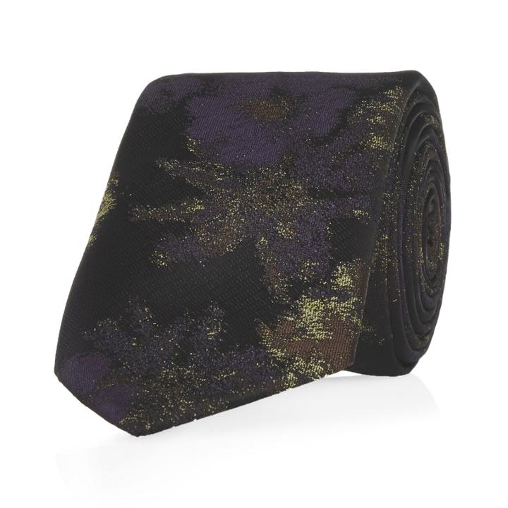 River Island Mensblack Metallic Pattern Tie