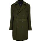 River Island Mens Belted Double Breasted Trench Coat