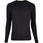 River Island Mens Muscle Fit Henley Long Sleeve T-shirt