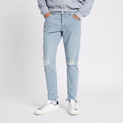 River Island Mens Only And Sons Bleach Slim Fit Jeans